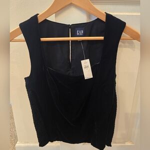 GAP Black Velvet Top | Edgy Evening / Goth Chic | Size Small